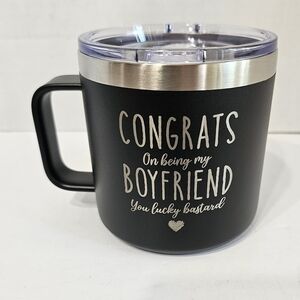 14oz Insulated Coffee Mug, Congrats On Being My Boyfriend!